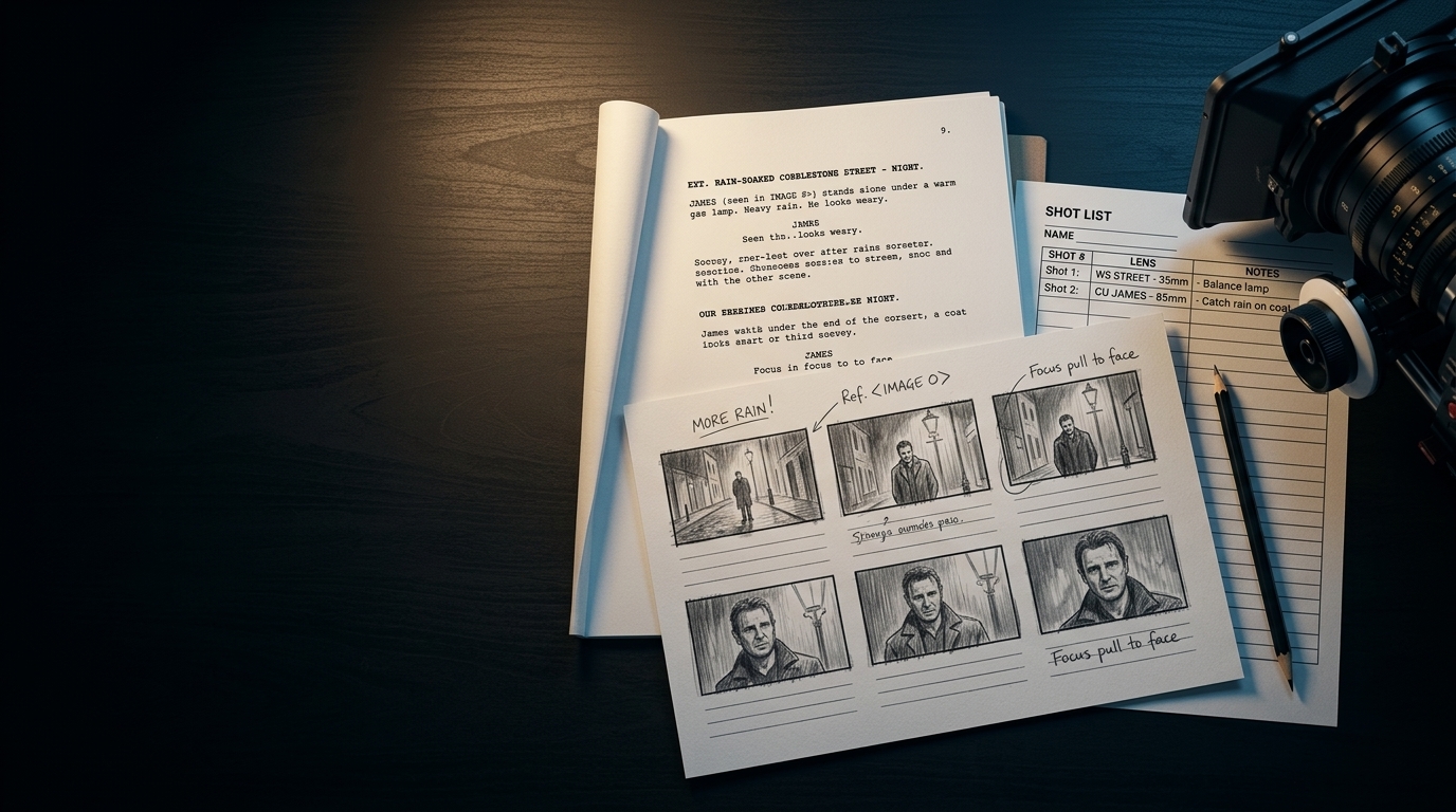 Production-ready storyboard and script